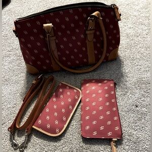 Dooney and Bourke purse, clutch and glasses holder